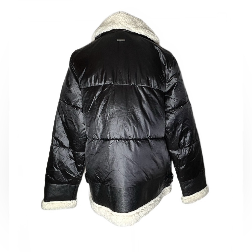NEW Ciré Faux Shearling Puffer Jacket in Black & Cream, Size Medium - Picture 6 of 16